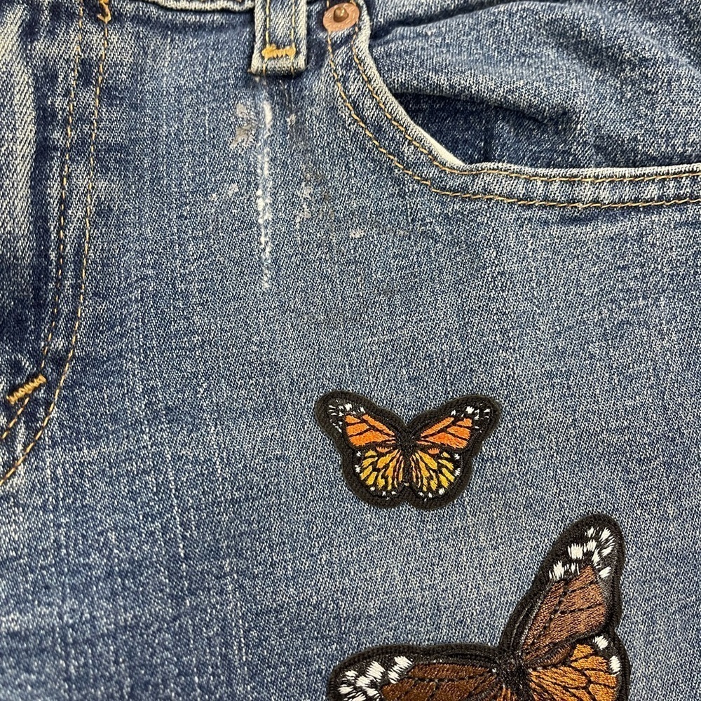 Levi’s 518 Superlow Bootcut Jeans Juniors 7M Butterfly Patch Y2K - Picture 14 of 16